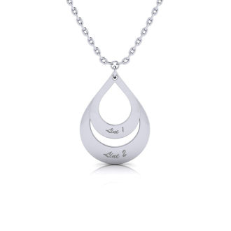 Sterling Silver Double Teardrop Necklace With Free Custom Engraving, 18 Inches